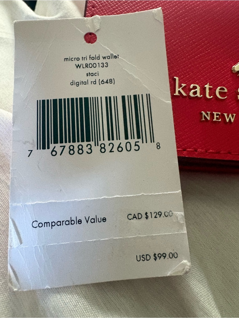 Kate Spade Staci Red Micro Tri Fold Snap Wallet NWT - Picture 3 of 7